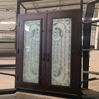 Grill classique personnalisé carré en fer forgé pour porte d'entrée principale extérieure en verre diamant vert Designs