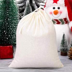 Custom Logo Sublimation Print Natural Organic Cotton Muslin Sachet <b>Bags</b> Double Shopping Pouch Canvas <b>Drawstring</b> Gift <b>Bag</b> - Product Image 3