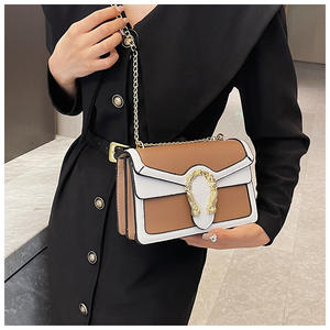 2025 nouvelle mode rétro épissage sac à bandoulière Collision couleur Sac De luxe femmes épaule bandoulière chaîne petit sac carré - Product Image 2