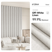 Rideaux de fenêtre ZSTARR pour le salon avec double plis froncés, en lin de luxe, occultation à 99,9 %, tissu blanc