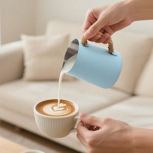 350ml Espresso Steaming Pitcher, Stainless Steel Milk Frother Steamer Cup, Milk Frother Pitcher - Product Image 5