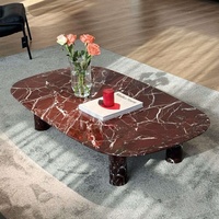 Table basse en marbre rouge violet naturel pour salon, table basse en marbre Rosa Levanto de petite taille