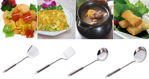 Utensili da <span class=keywords><strong>cucina</strong></span> in acciaio inossidabile girevoli di grandi <span class=keywords><strong>dimensioni</strong></span> per bistecca fritta, utensili da <span class=keywords><strong>cucina</strong></span> con spatola scanalata a manico lungo - Product Image 6