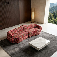 Canapé modulaire compressé en tissu jacquard à motifs courbes pour bureau, salon, hôpital, espace de réception, gain de place