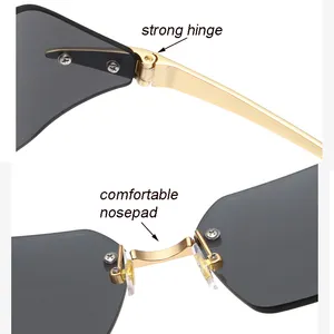 2024 New Arrival Rimless Rectangle Sunglasses Unisex UV400 Frameless Square Shades Fashion Sun <strong>Glasses</strong> - Product Image 6