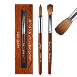 Jieniya Groothandel Ronde Hoofd Nail Acryl Brush Pinceles Pure Sable Kolinsky Nail Art Penselen Rood Hout Manicure Borstel Tool Kit