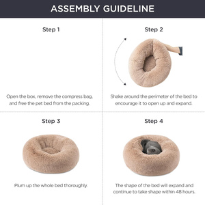 Wholesale Soft Luxury <b>Plush</b> Winter Solid Modern Round Pink Grey White Pet Cushion <b>Cat</b> Dog Bed - Product Image 4