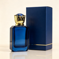 Nouveauté - Flacon de parfum carré plat en verre bleu 30ml 50ml 100ml avec vaporisateur et emballage cadeau