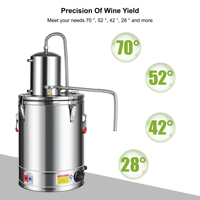 Distillateur d'alcool électrique semi-automatique en acier inoxydable 30L/40L avec contrôle de température et serpentin de condensation
