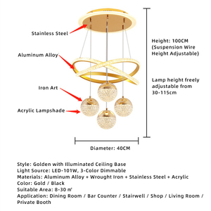 Lampe suspendue moderne à LED <span class=keywords><strong>pour</strong></span> salle à manger, lustre minimaliste <span class=keywords><strong>pour</strong></span> appartement, salon, boutique de vêtements, bar, escalier - Product Image 4