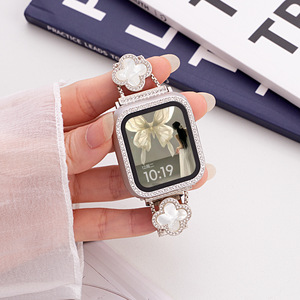 Bracelet de montre en cuir véritable Upro pour Apple Watch Ultra 2 Series 7-10 49 mm, bracelet trèfle à quatre feuilles pour femme - Product Image 4