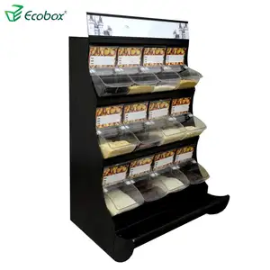 Supermarket bulk food solutions pick and mix candy display shelves for shop with scoop bins