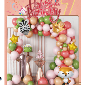 1 palloncino Set di palloncini per feste Il bambino o la ragazza <span class=keywords><strong>buon</strong></span> <span class=keywords><strong>compleanno</strong></span> di un anno a tema colorato con gli animali corona digitale - Product Image 2
