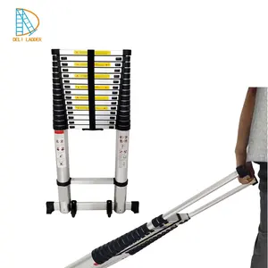 EN131 6.3M TELESCOPIC LADDER WITH WHEELS AND STABILIZER BAR