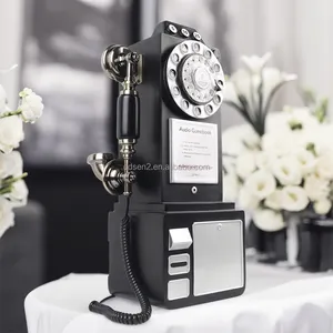 Vintage Audio Guestbook Phone Booth Antique Telephone Photo Booth Black Audio Guest Recorder Decoration for Indoor Outdoor Event