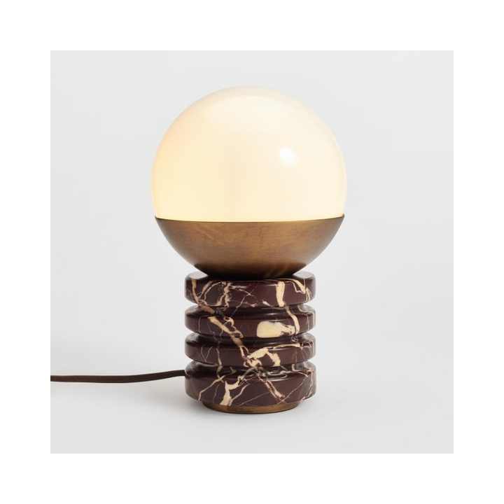 SH STONE Handmade Red Marble Table Lamp Unique Modern Design with ...
