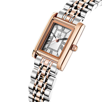 Montre personnalisée SK Fashionable avec logo, bracelet en cuir de vachette massif, placage or rose IP, montres-bracelets OEM ODM, verre quartz personnalisé