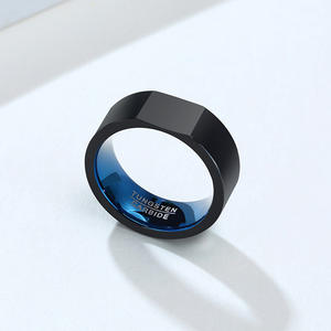 <span class=keywords><strong>Quanxi</strong></span>, joyería de agua de moda para hombres, anillo de acero de tungsteno, chapado al vacío azul y negro, grabable, estilo europeo americano, - Product Image 4