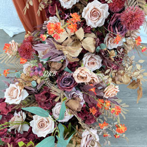 Corredor de flores artificiales al por mayor para mesa de boda, corredor de pasillo floral, corredor de flores naranjas para Decoración de mesa de boda - Product Image 3