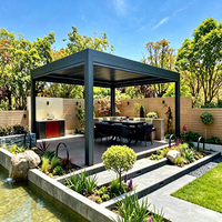 Pergola bioclimatique en aluminium multi-voûtes blanche, grande couverture pour grand terrasse en bois, patio arrière, jardin