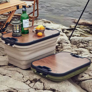 ตะกร้าปิกนิกพลาสติกมัลติฟังก์ชั่นกลางแจ้งตะกร้าปิคนิคพับได้พร้อมที่จับริมฝีปากโต๊ะ - Product Image 5