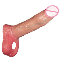 Manchon vibrant télécommandé creux en silicone doux au toucher pour pénis, jouet sexuel portable pour l'amélioration de la circonférence