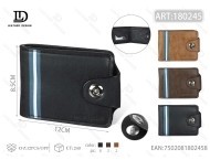 Portafoglio da uomo con chiusura a bottone singolo in vera pelle, stile minimalista, chiusura a scatto - Product Image 1