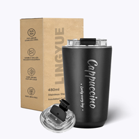 Gobelet à cappuccino 280 ml, 380 ml, 480 ml, en acier inoxydable 304, isolé sous vide, avec couvercle rabattable, anti-fuite, portable