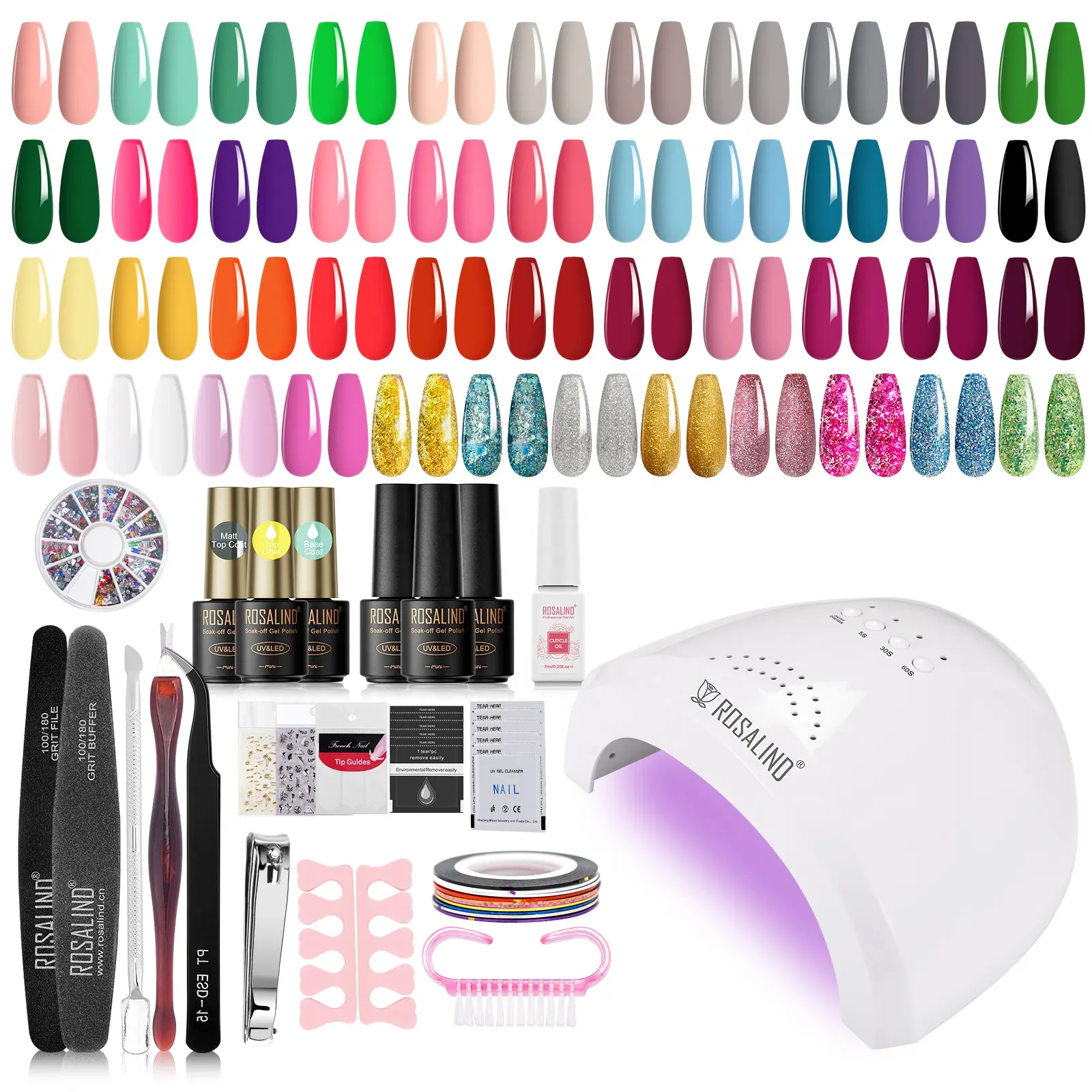 Rosalind hot sale nails art tools manicure set professional manicure uv/lamp colors gel nail polish starter kits for wholesale