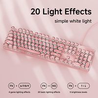 EWEADN TK100 Keyboard Mekanik Berkabel 104 Tombol Putih Backlit Anti-Ghosting Antarmuka USB-A Estetika Mesin Ketik yang Lucu