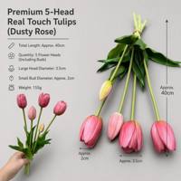 Bouquet de 5 tulipes réalistes au toucher naturel, fleurs artificielles pour mariage, décoration de la maison, fête, événement