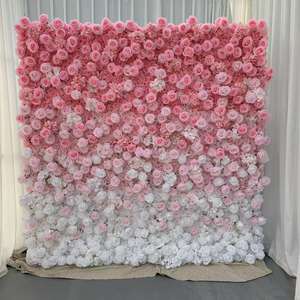 Pared de flores azules para boda, pared de flores artificiales hechas a mano de 8 pies x 8 pies, telón de fondo 3D 5d, panel de pared de flores, decoración de seda enrollable - Product Image 5