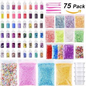 Kit de 75 pièces DIY : Perles en plastique colorées, outils en mousse et papier, breloques et accessoires pour slime, anti-stress, pour les 7-12 ans - Product Image 6