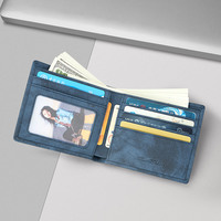 Dompet kulit pendek kasual pria terlaris tempat kartu Fashion indah Logo kustom kulit asli hadiah perjalanan sederhana