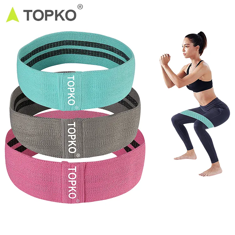 TOPKO private label exercise band fabric hip circle band resistance elastic booty band