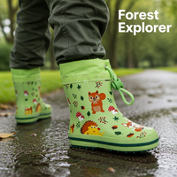 Chaussures imperméables pour enfants avec logo personnalisé, imprimé d'animaux de la forêt, respectueuses de l'environnement, en caoutchouc naturel à 100%, bottes de pluie pour tout-petits