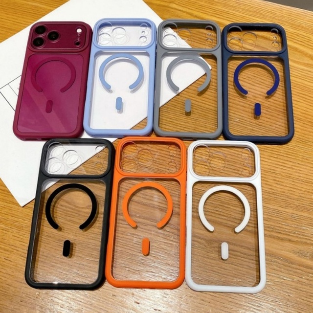 Newest pure colors transparent camera protect Burgundy magnetic clear mobile phone case for iPhone 18 pro max 17 16 15 14 13