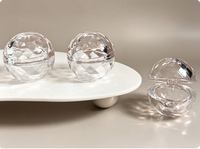 Contenant de Rouge à Lèvres Sphérique Entièrement Transparent en Cristal Haut de Gamme, Pot à Gloss ou Masque Lèvres en ABS avec Couvercle à Vis UV / Maille de Soie