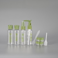 Disesuaikan 8 buah Set botol Travel silikon anti bocor dan isi ulang botol sampo plastik ukuran kecil dan wadah perlengkapan mandi