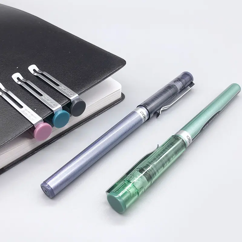 Maxwri Good Quality Plastic Straight Liquid Ink Pen 0.5 Barrel With Film Metal Clip Cap-off Gel Pen For Office School Stationery