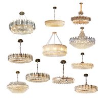 Lustre de chambre à coucher de décoration moderne Plafond design Lustre doré fantaisie de luxe en cristal LED Suspension pour meubles de maison