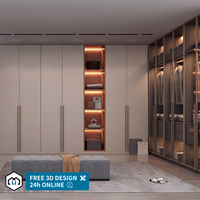 Armoire de chambre moderne extensible en bois de chêne massif sur mesure avec rangement fonctionnel en MDF suspendu