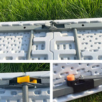Meubles d'extérieur, table pliante rectangulaire en plastique HDPE avec pieds en métal de haute qualité, pour banquet, pique-nique