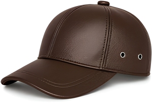 Casquette de baseball en cuir PU marron à 6 panneaux avec sangle réglable, style décontracté pour adultes, unisexe, à porter en toutes saisons - Product Image 5