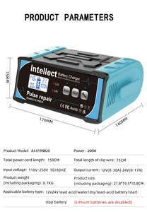 Chargeur de batterie intelligent pour voiture et moto 12V 25A, chargeur de batterie <span class=keywords><strong>automobile</strong></span> 24V13A, réparation par impulsions à 7 étages - Product Image 4
