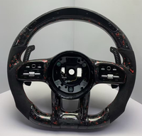 Volante de Fibra de Carbono Forjado con Láminas Rojas Reales Personalizadas, Alcántara y Gamuza para Mercedes Benz AMG, Personalización Disponible