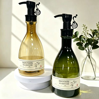 Bouteille pompe en plastique PET 500 ml, vide, style rétro, conteneur cosmétique, logo personnalisé, couleur au choix pour emballage de shampoing et gel douche