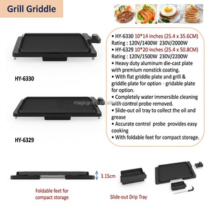 เตาปิ้งย่างไฟฟ้าแบบพกพาสำหรับใช้ในบ้าน แผ่นย่างเคลือบสารกันติด ถอดออกได้ แช่น้ำได้ ผู้ผลิต OEM - Product Image 2
