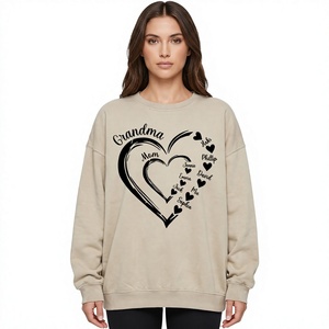 Sudadera de Cuello Redondo Extra Grande para Mujer, Personalizada con Serigrafía, Mezcla de Algodón, Mangas Caídas, Tallas OEM 2XL-4XL - Product Image 1