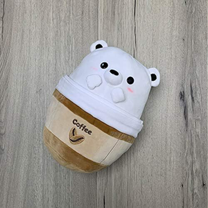 Orsetto di peluche Kawaii in stile anime giapponese, <span class=keywords><strong>orso</strong></span> polare <span class=keywords><strong>bianco</strong></span> da 10 pollici, morbido, con imbottitura in cotone sicura per bambini, a forma di orsetto del caffè. - Product Image 3